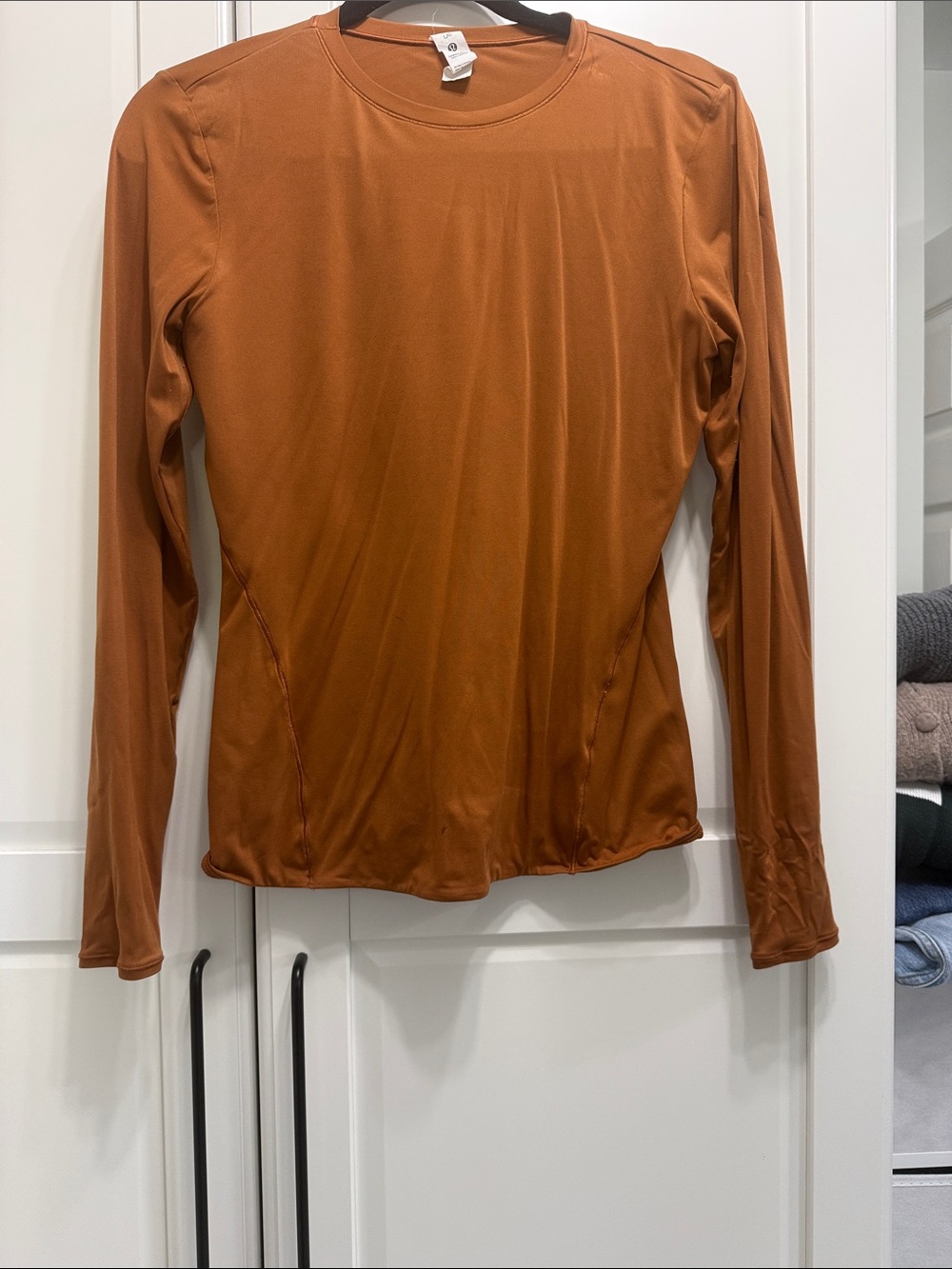 lululemon athletica Long Sleeve Crew Top in Rust Orange